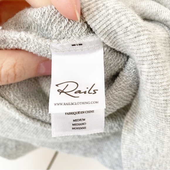 Rails Ryan Revolve Lace-Up Velvet Drawstring Heather Grey Gray Sweatshirt Medium - Picture 9 of 12